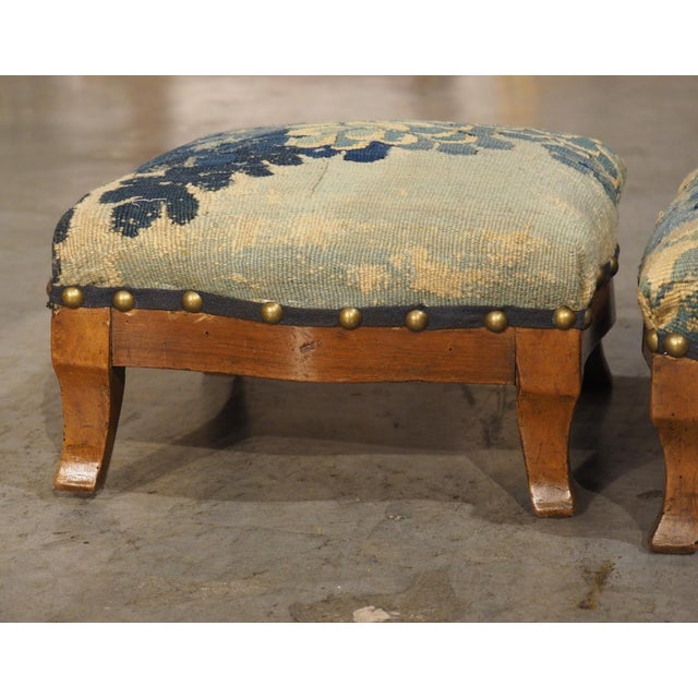 Pair of 19th Century French Louis Philippe Fruitwood and Tapestry Foot Stools For Sale - Image 13 of 15