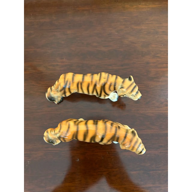 Mid 20th Century Pair of Small Vintage Ceramic Tigers For Sale - Image 5 of 7