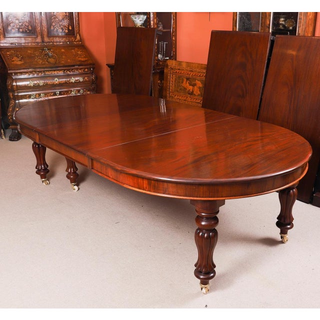 Metal Antique Flame Mahogany Extending Dining Table and Chairs, 1800s, Set of 17 For Sale - Image 7 of 18