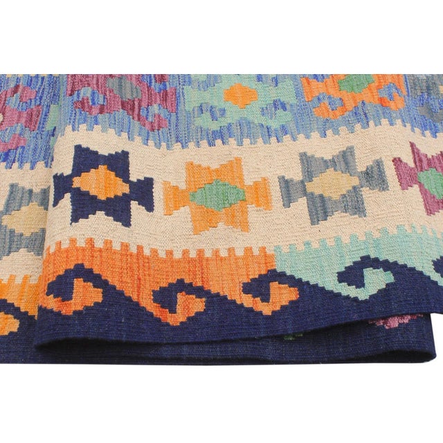 1990s Tribal Kilim Rust Blue Wool Rug - 8'5" X 10'1" For Sale In New York - Image 6 of 7