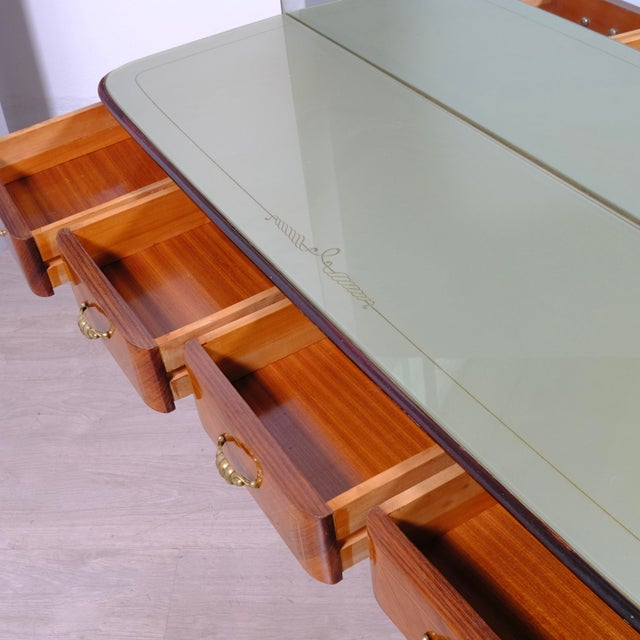 Brown Italian Design Briarwood Dressing Table with Mirror and Drawers, 1950s For Sale - Image 8 of 18