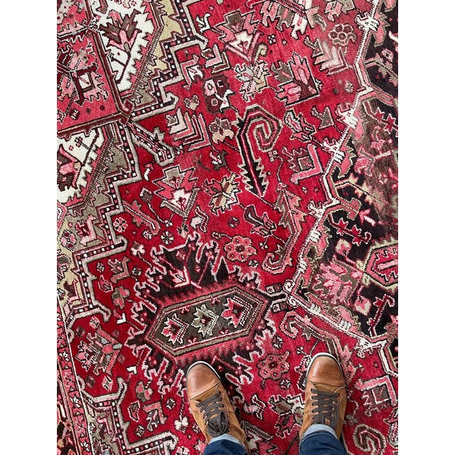 Persian Plush Soft Wool Vintage Heriz Rug 9.3 x 11.4 For Sale - Image 3 of 7