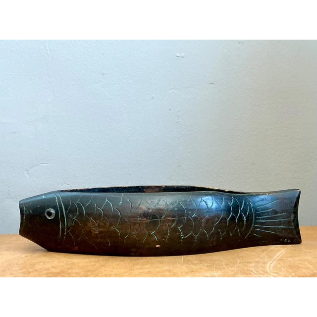 Vintage Carved Wood Fish Bowl For Sale - Image 10 of 12