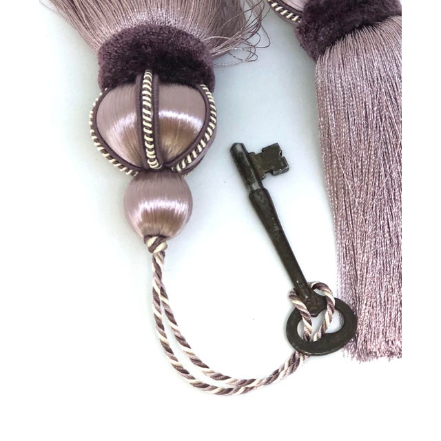Dusty Mauve Luxury Key Tassel With Satin & Cut Velvet Details For Sale - Image 9 of 11