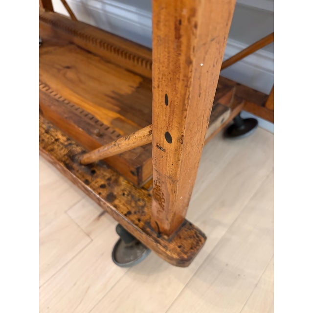 Early 20th Century Rolling Industrial Factory Shoe Rack Display From Massachusetts For Sale - Image 10 of 12