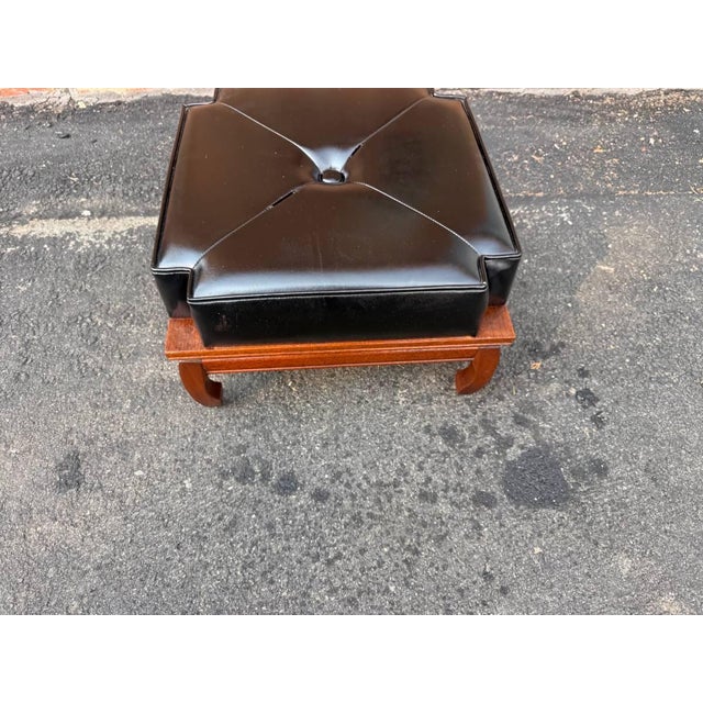 Vintage Chinoiserie Style Vinyl Faux Leather Footstool Solid wood frame, sturdy . Made in Taiwan Approximate measures:...