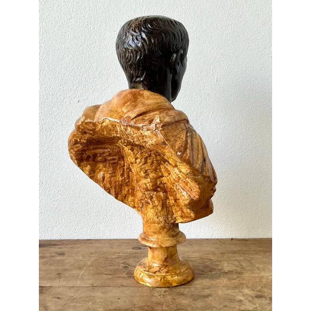 Paint Vintage Grand Tour Plaster Bust of Man For Sale - Image 7 of 12