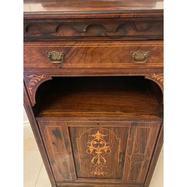 Wood Antique Edwardian Rosewood Inlaid Side Cabinet For Sale - Image 7 of 14