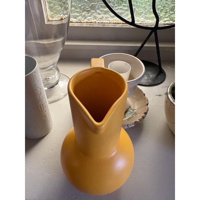 2010s Modern Sculptural Matte Yellow Ceramic Pitcher For Sale - Image 5 of 8