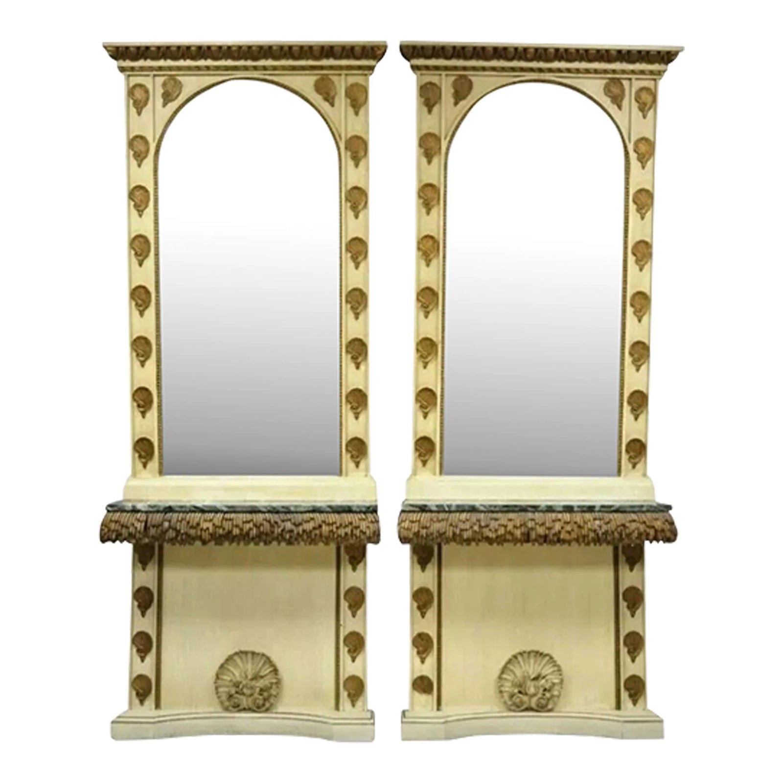 Early 20th Century Italian Hollywood Regency Shell Form Grotto Console
