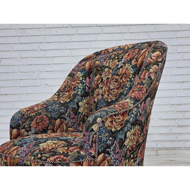 Danish Cocktail Lounge Chair in Furniture Jacquard Fabric, 1960s For Sale - Image 15 of 17