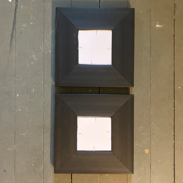 Contemporary 2 Original Small Abstract Ink Paintings Chunky Distressed Finish Frames- a Pair For Sale - Image 4 of 4