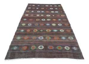 1960s Turkish Sardes Kilim Embroidered Rug