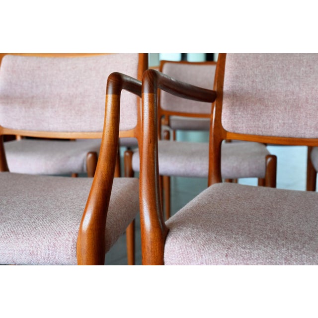 Brown 1960s Niels Otto Møller Model #65 & #80 Teak Dining Chairs Set of 8 MCM For Sale - Image 8 of 13