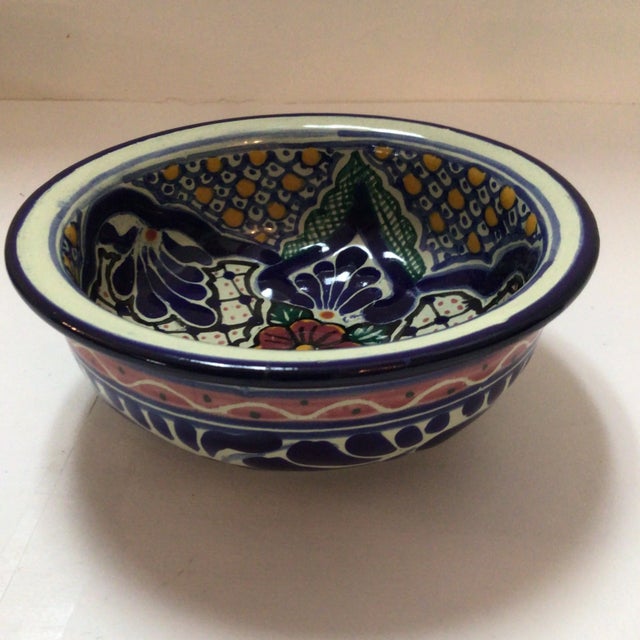 Vintage Hand Painted Mexican Majolica Talavera Salsa or Dip Bowls- a Pair For Sale - Image 9 of 13