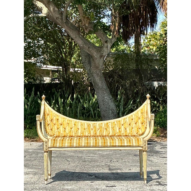 Traditional Vintage Regency Tufted Settee For Sale - Image 3 of 10