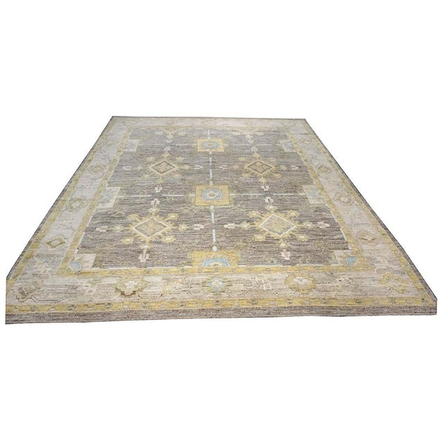 Condition: New Origin: Turkey Design: Oushak Actual size: 10'2"x12'10" Thickness: 1/8" -1/4" Colors: Taupe, Yellow, Ivory,...