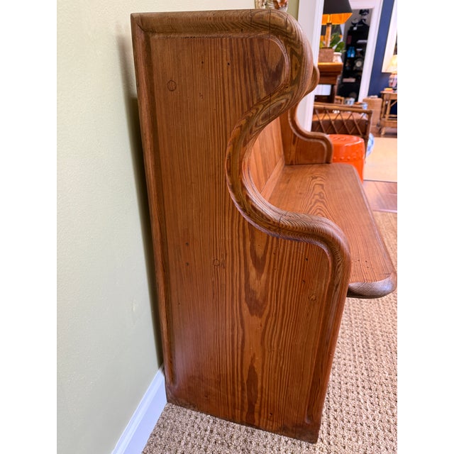 Antique Edwardian English Pine Pew Bench Early 20th C For Sale - Image 9 of 10