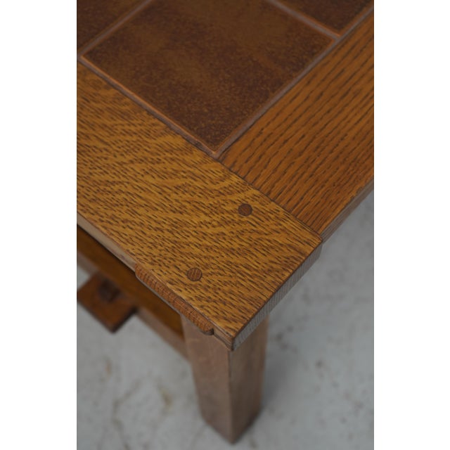 1990s Stickley Mission Oak Tile Top Coffee Cocktail Table For Sale - Image 5 of 14