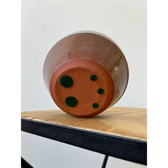 Vintage Color-Blocked Glazed Ceramic Vase, Signed by Artist, Circa 1980s For Sale In New York - Image 6 of 7