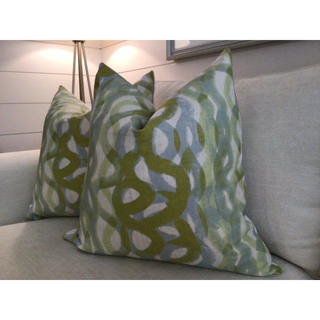 Not Yet Made - Made To Order Contemporary Christopher Farr Fathom in Sage Down-Filled Pillows- a Pair For Sale - Image 5 of 7