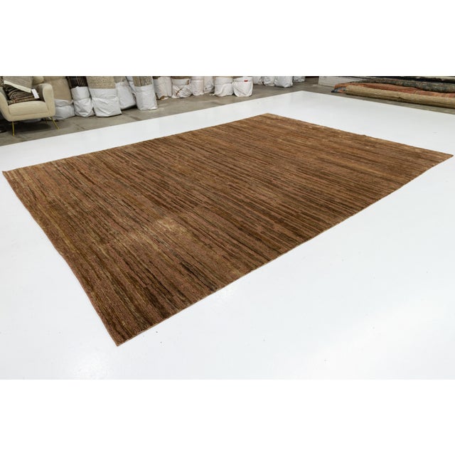 Contemporary 9 X 12 Contemporary Soumak Handmade Geometric Jute Rug in Tan Color For Sale - Image 3 of 11