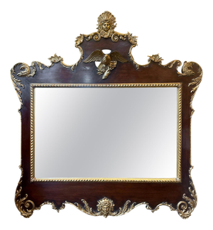 Large Antique English Regency Elaborately Carved Giltwood Mirror, 1820