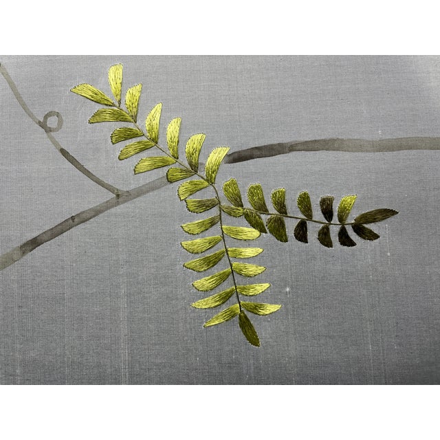 Minimalist Fog Gray Hand-Painted Wallpaper | Wisteria Chinoiserie Mural | Calming Zen Wall Art For Sale - Image 6 of 6