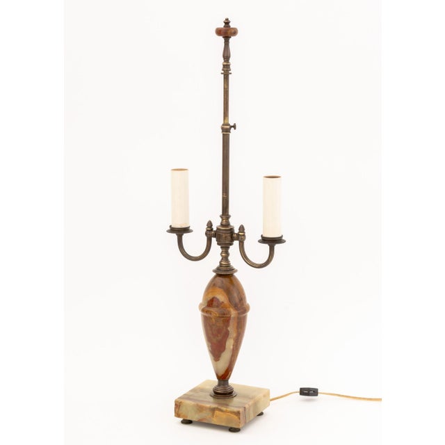 Neoclassical Style Banded Onyx and Brass Lamp For Sale In New York - Image 6 of 6