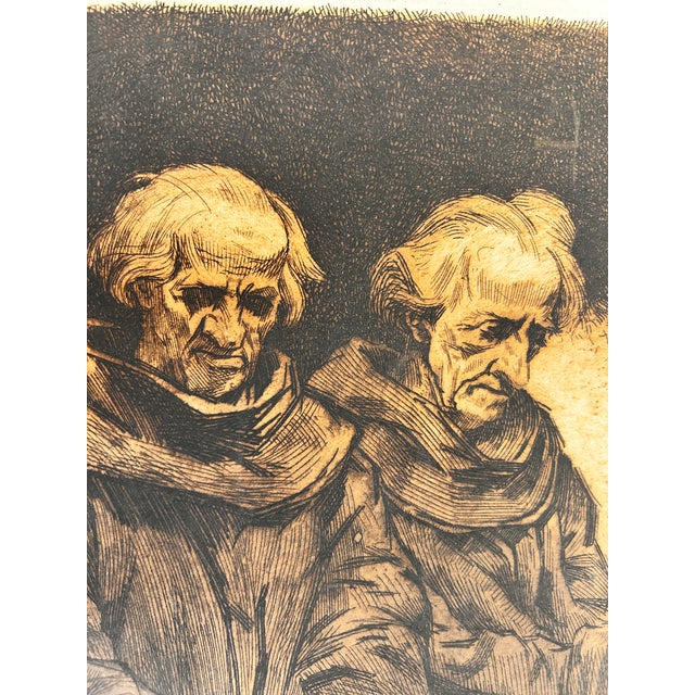 Figurative Mid 20th Century "Baratok" (Friends), Etching by Hungarian Artist For Sale - Image 3 of 7