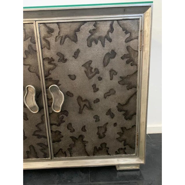 Credenza in Glossy Metal Leafs, 1980s For Sale - Image 4 of 12