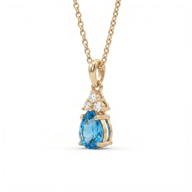Not Yet Made - Made To Order Elegant Style Blue Topaz Pendant - December Birthstone Pendant for Woman For Sale - Image 5 of 5
