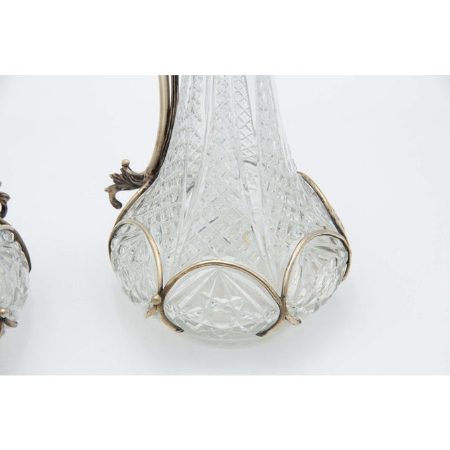 Liqueur Bottles in Cut Glass with Silver Structure, Set of 2 For Sale - Image 4 of 6