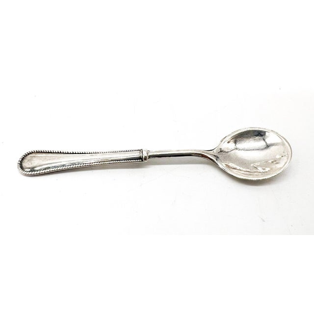 Mid 20th Century Venetian Italian Silver Plated Swan Salt Cellars With Tray & Spoons — Hollywood Regency, Mid-Century Silverplate - Set of 6 For Sale - Image 10 of 16