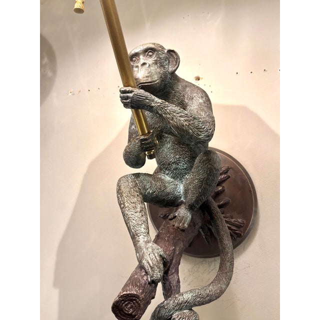 Bronze Maitland-Smith Bronze and Penshell Monkey Sconcess Pair For Sale - Image 8 of 12
