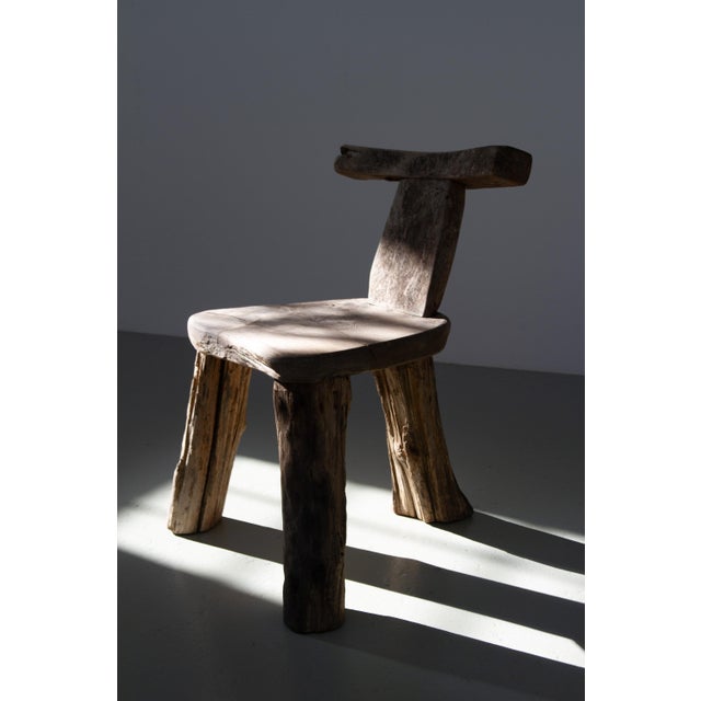 Primitive Elm T Tripod Side Chair, Denmark, 1970s For Sale - Image 13 of 18