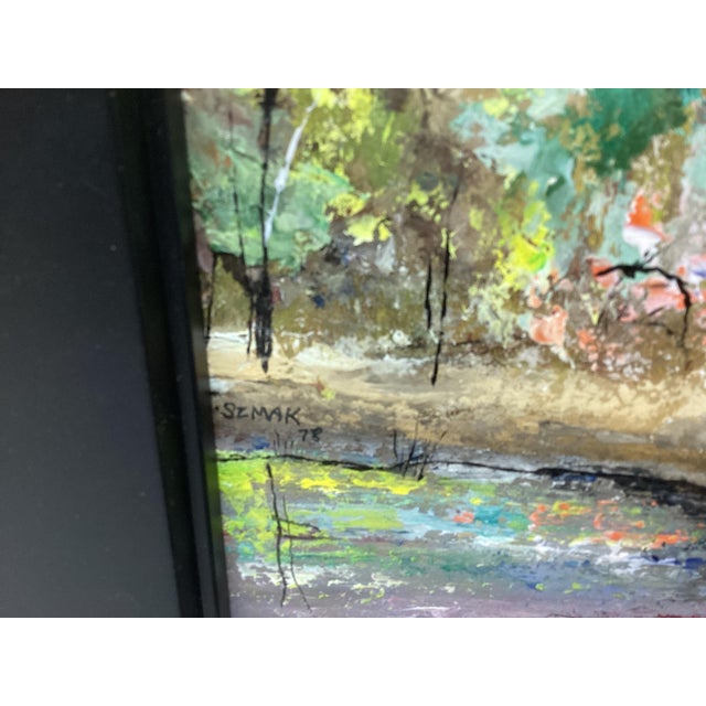 1970s 1970s Spring Landscape Impressionist Oil Painting on Masonite Board by Stacy Szmak For Sale - Image 5 of 6