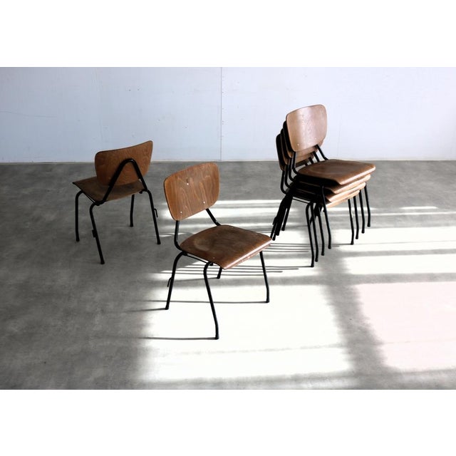 Wood Vintage Industrial Stackable School Chair, 1960s For Sale - Image 7 of 9