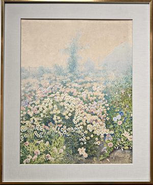 Maruyama Banka, Japanese Landscape with a Field of Flowers, Watercolour, 1902, Tokyo, Japanese Artist