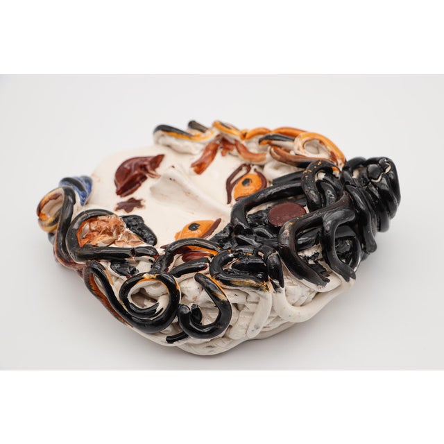 Woman Face Wall Plaque, Sicilian Glazed Earthenware, 1990s For Sale - Image 10 of 12