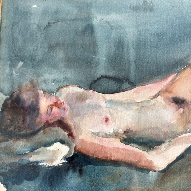 1950s H. Bogman Jr., Lying Nude, Watercolor Painting, 1950s For Sale - Image 5 of 11