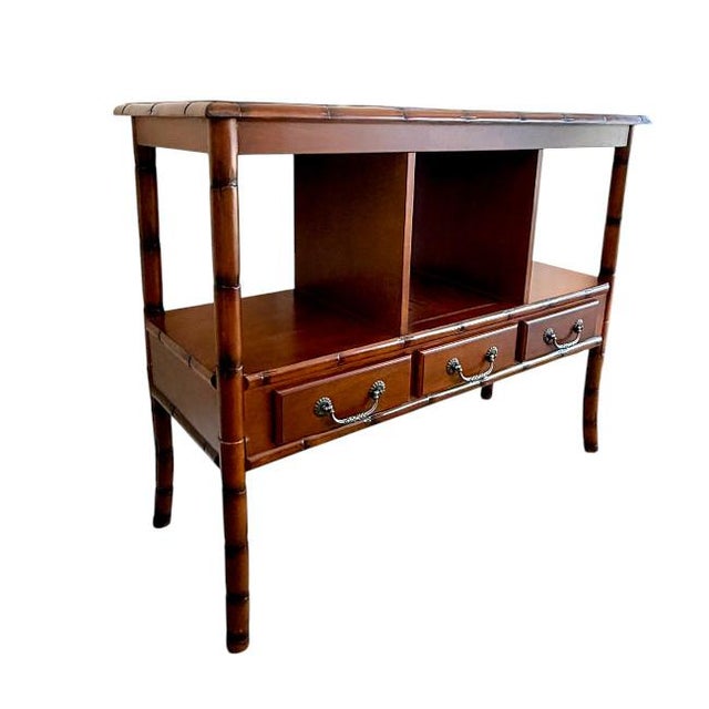 Mid 20th Century Vintage Faux Bamboo Media Console / Sofa Table For Sale - Image 5 of 7