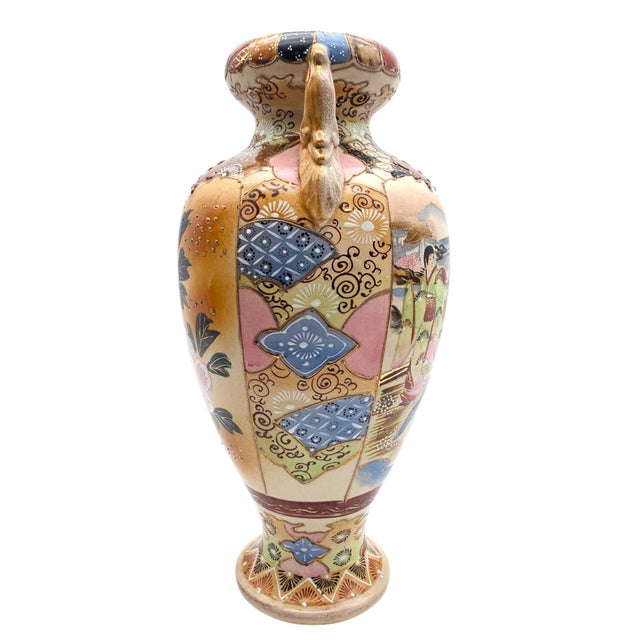 Japanese Satsuma-Style Hand-Painted Vase, Taishō–Early Shōwa For Sale - Image 4 of 12