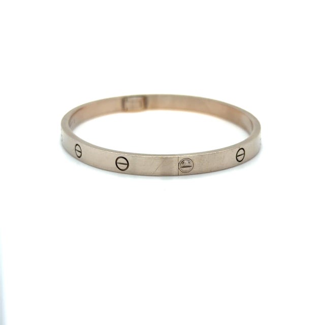 Cartier, Love Medium Model Bangle Bracelet, 18k White Gold, Size 18 For Sale In Chicago - Image 6 of 11