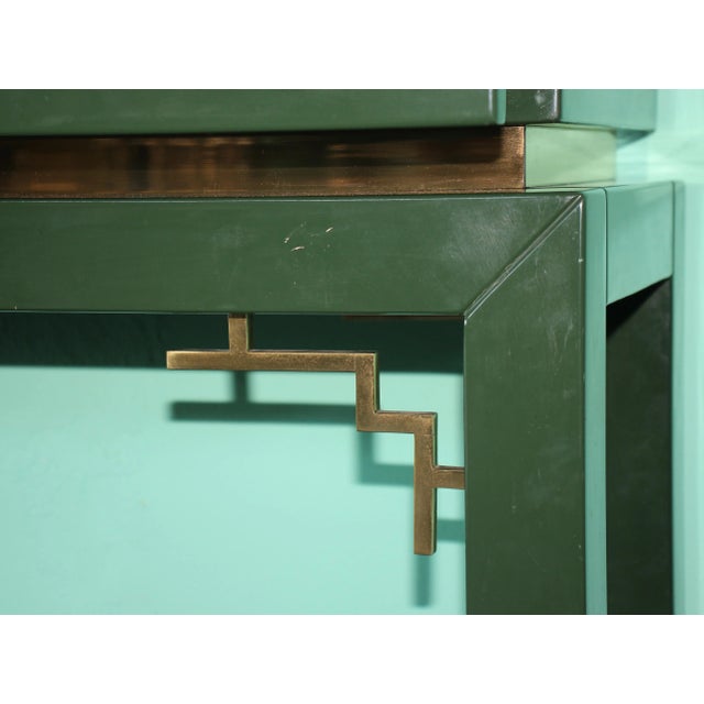 Italian Emerald Green Consolle with Mirror , Set of 2 For Sale - Image 5 of 9