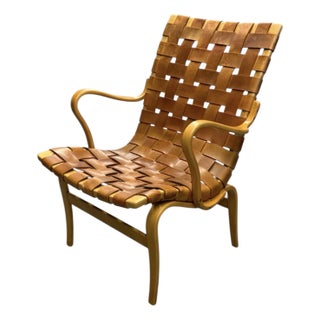 Vintage Bruno Mathsson "Eva" Leather Chair Signed For Sale