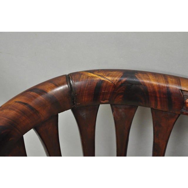 Brown Antique Victorian Carved Mahogany Paw Foot Barrel Back Settee Loveseat Sofa For Sale - Image 8 of 16