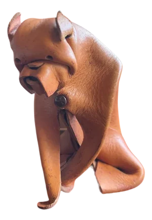 Handmade Leather Dog from Deru Wiesbaden, 1960s