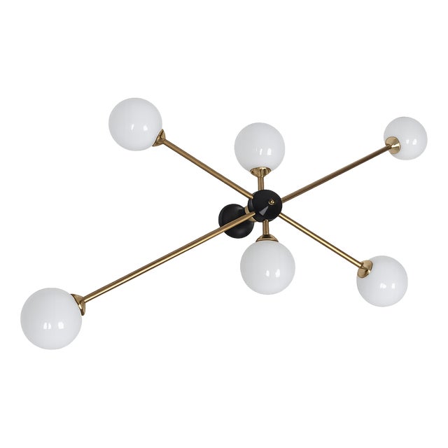 Vintage Chandelier in Brass and Glass from Stilnovo, 1960s For Sale