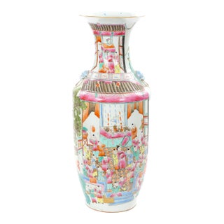 Early 20th Century Chinese Export Famille Rose “100 Boys” Porcelain Floor Vase For Sale